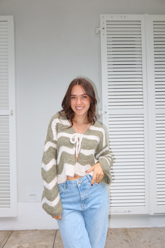 Cardigan Stripe Bow "Liva"