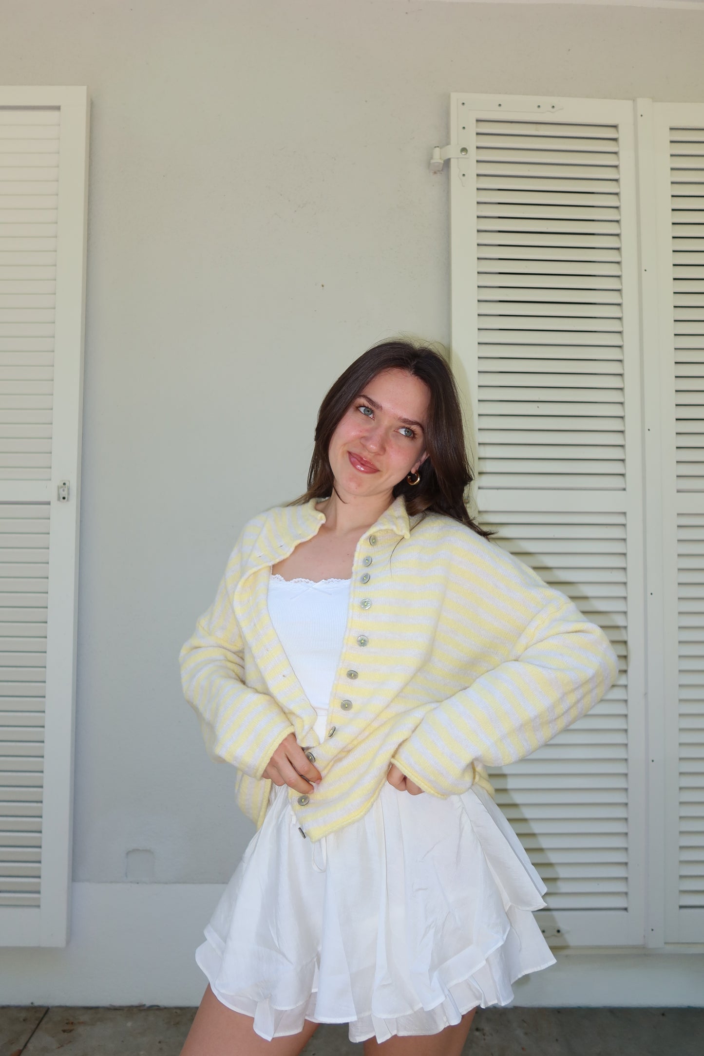 Stripe Cardigan Bottons• yellow