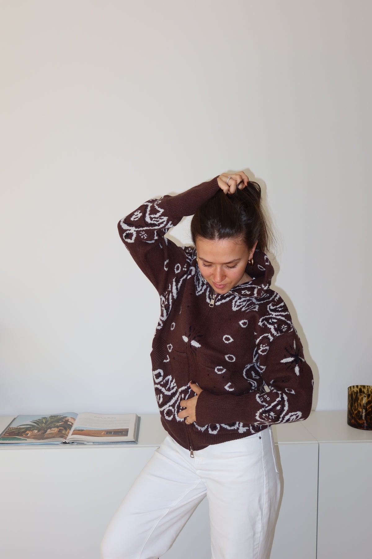 Zip-Cardigan Paisley• Choco