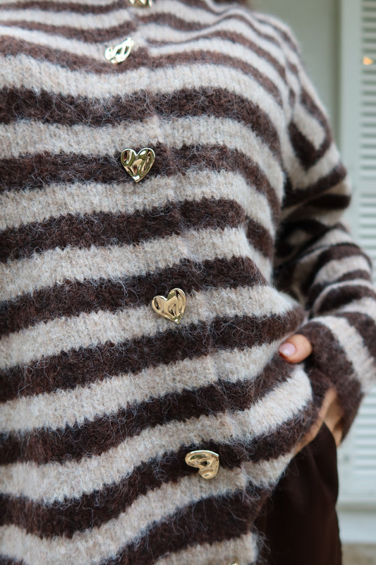 Cardigan Stripe Soft Heart