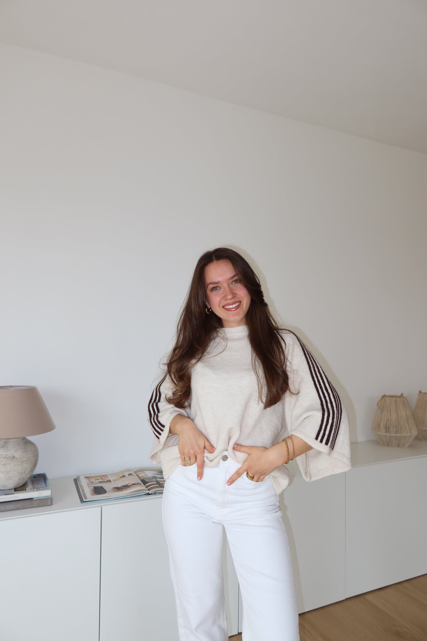 Short Pullover arm stripe- Brwon