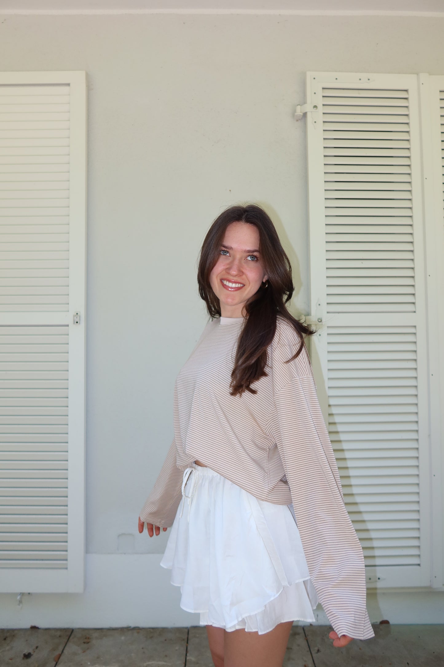 Striped Longsleeve - Beige/Taupe