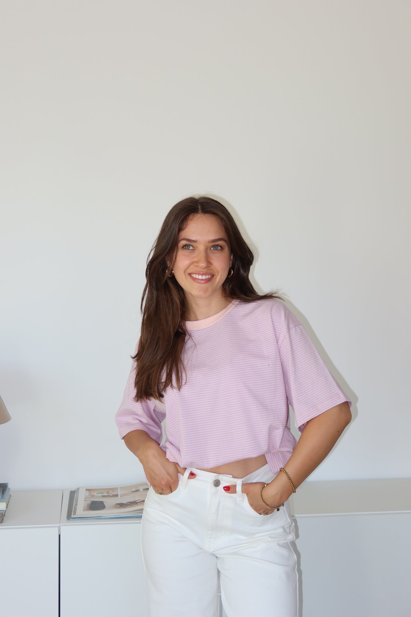 striped oversized t-shirt • Blossom/Lavender