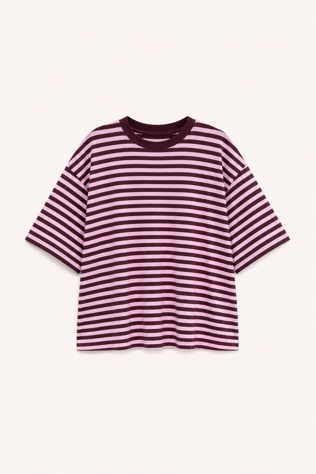 striped oversized t-shirt • Rosa/Choco