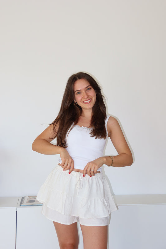 Leinenlook skort - Beige