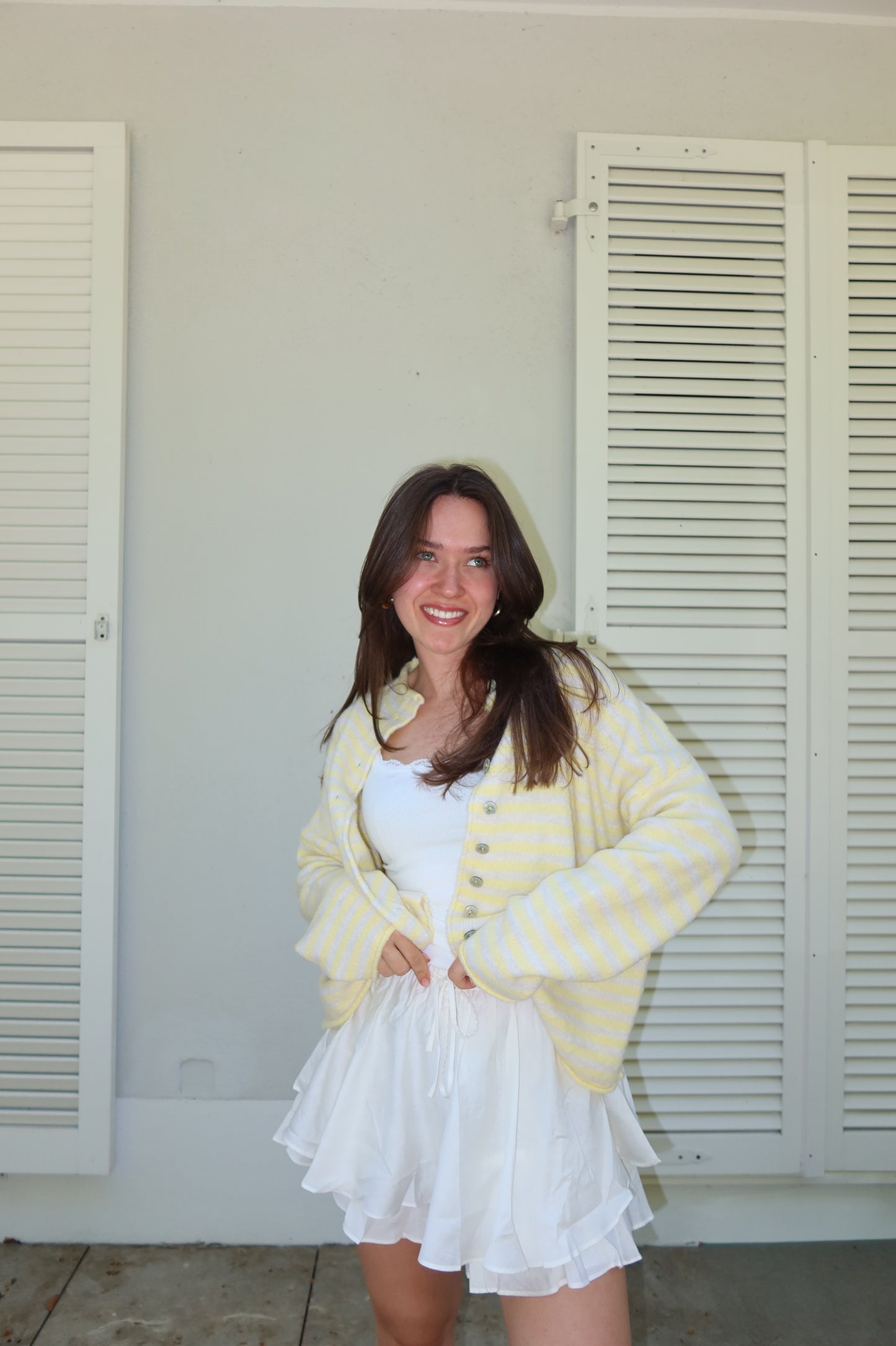 Stripe Cardigan Bottons• yellow