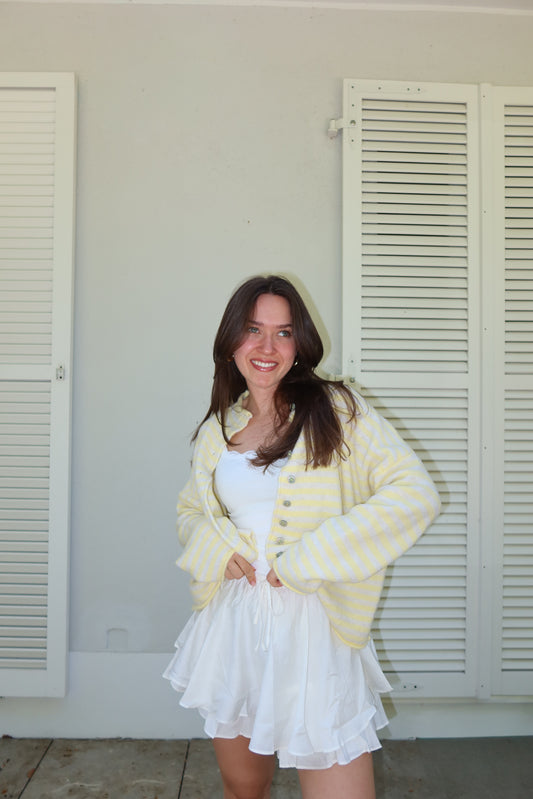 Stripe Cardigan Bottons• yellow