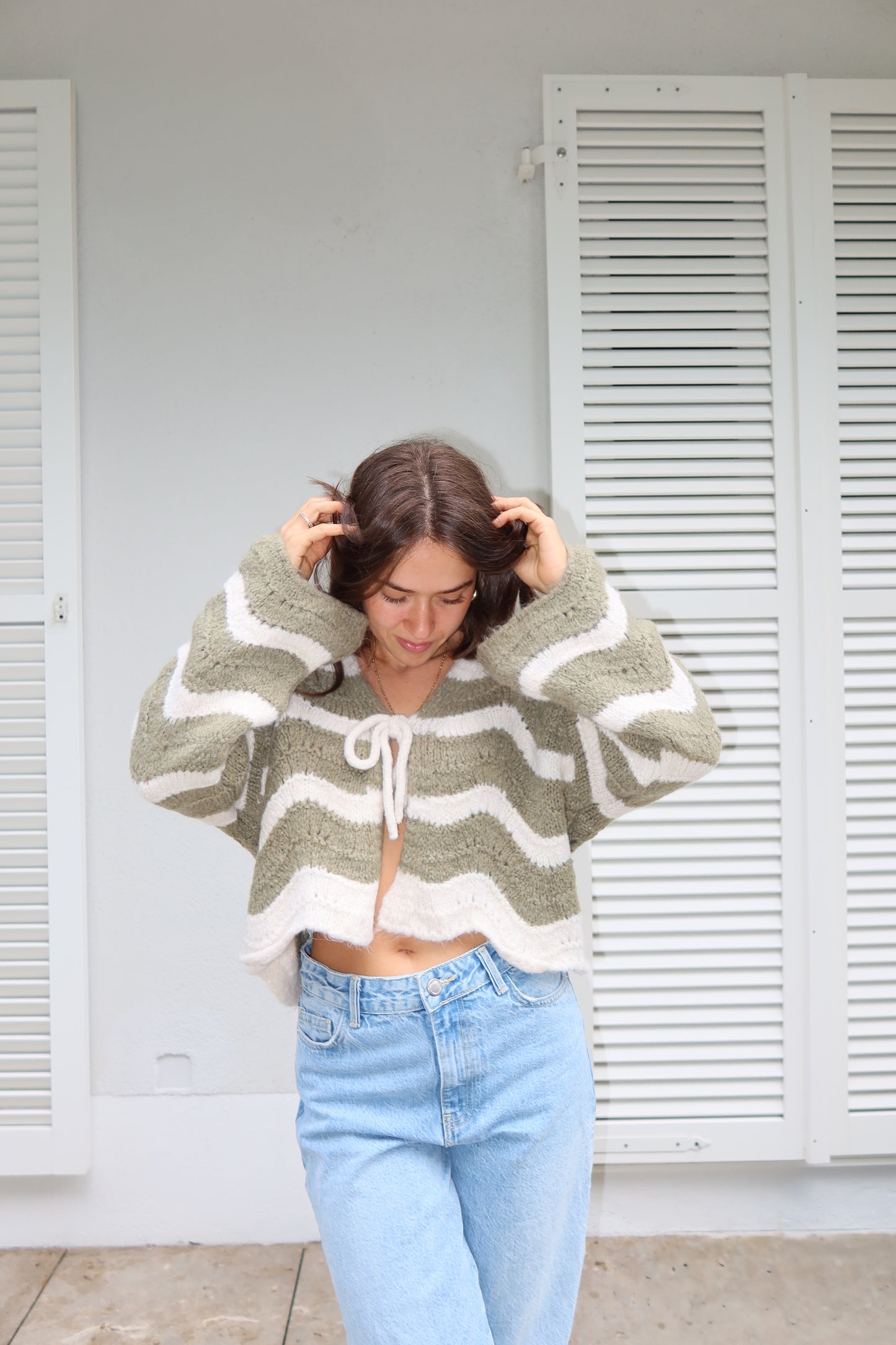 Cardigan Stripe Bow "LivaLII"