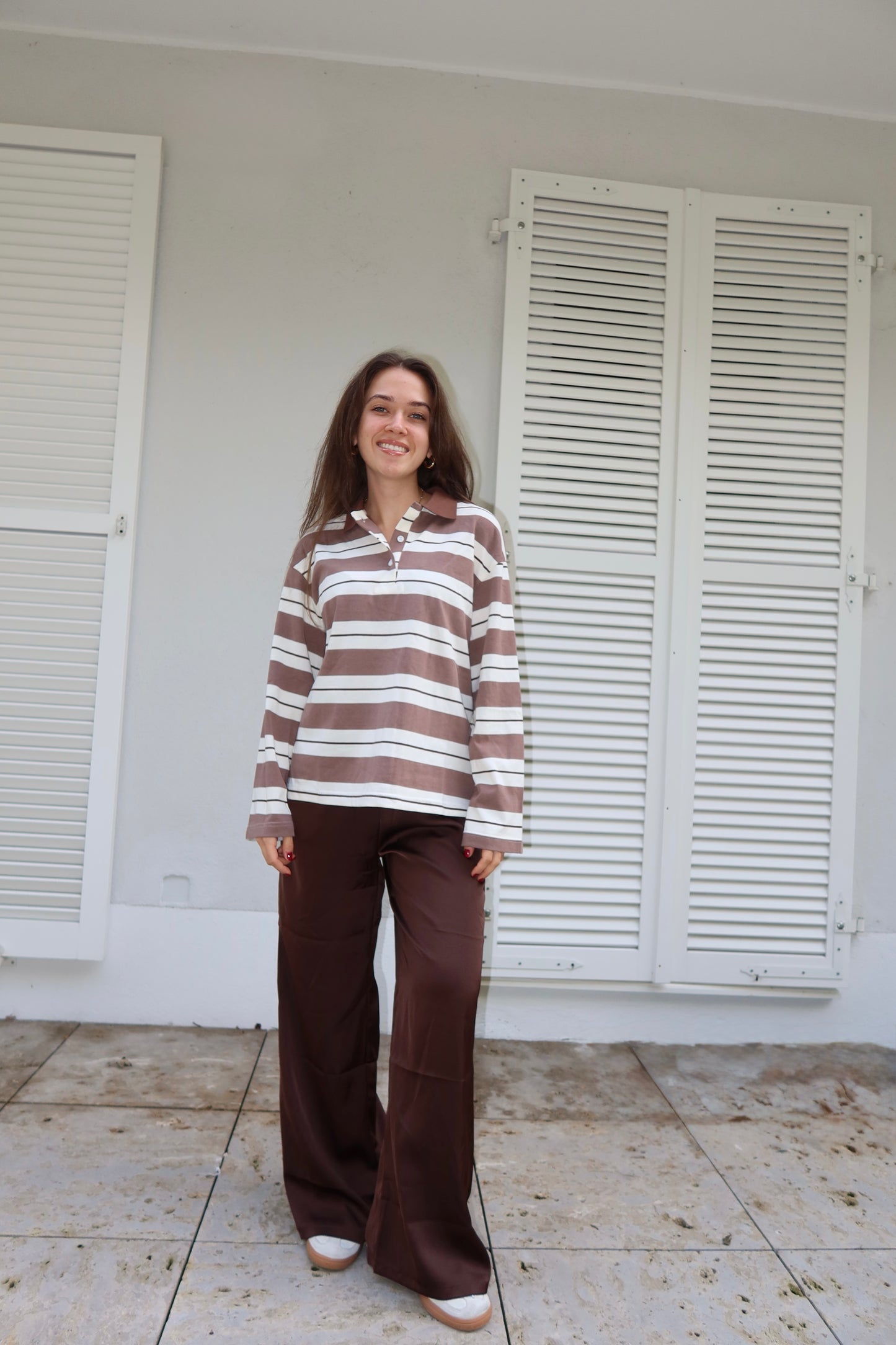 Jersey stripe shirt chocolate