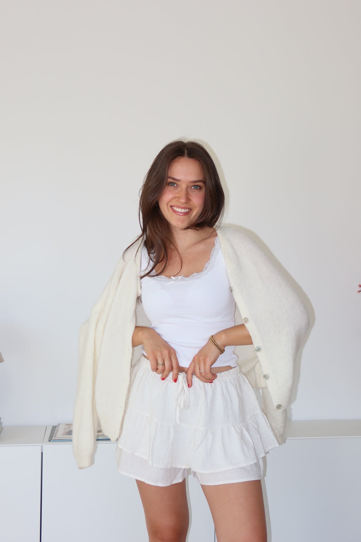 Leinenlook skort - Beige
