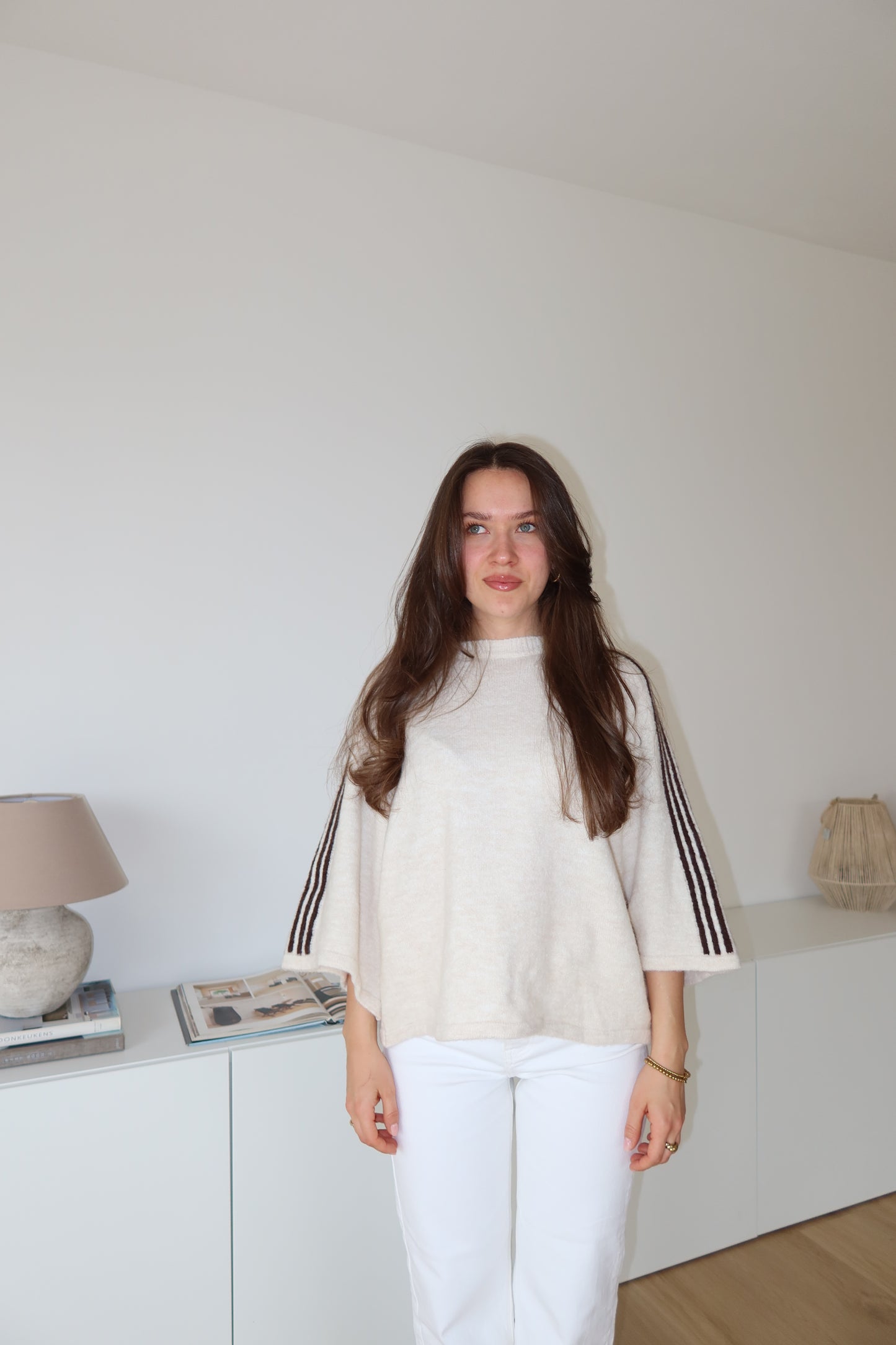 Short Pullover arm stripe- Brwon