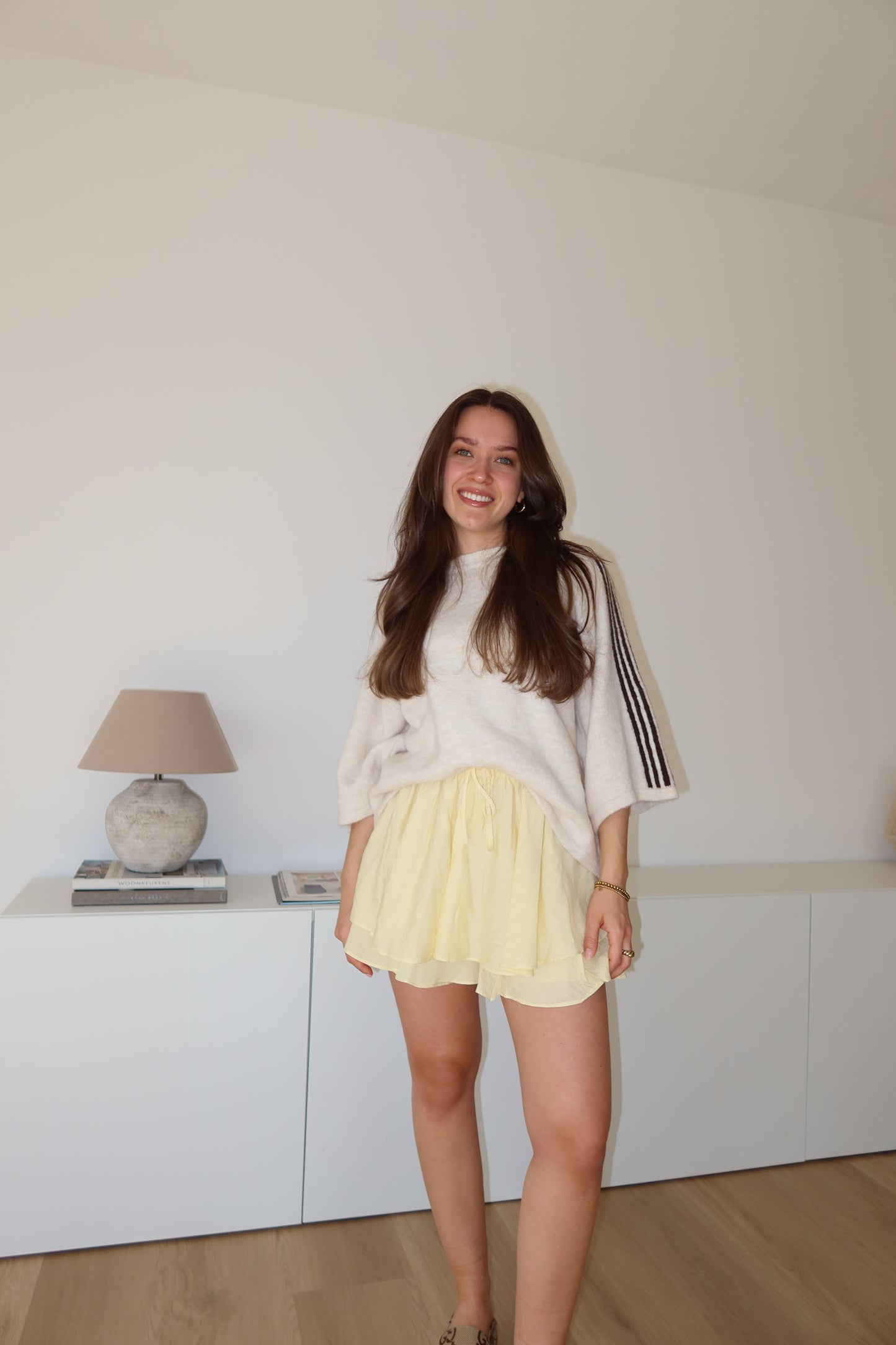 Short Pullover arm stripe- Brwon