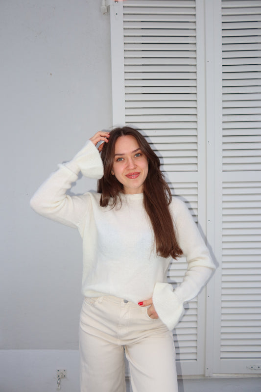 Pullover soft Rüschen • white