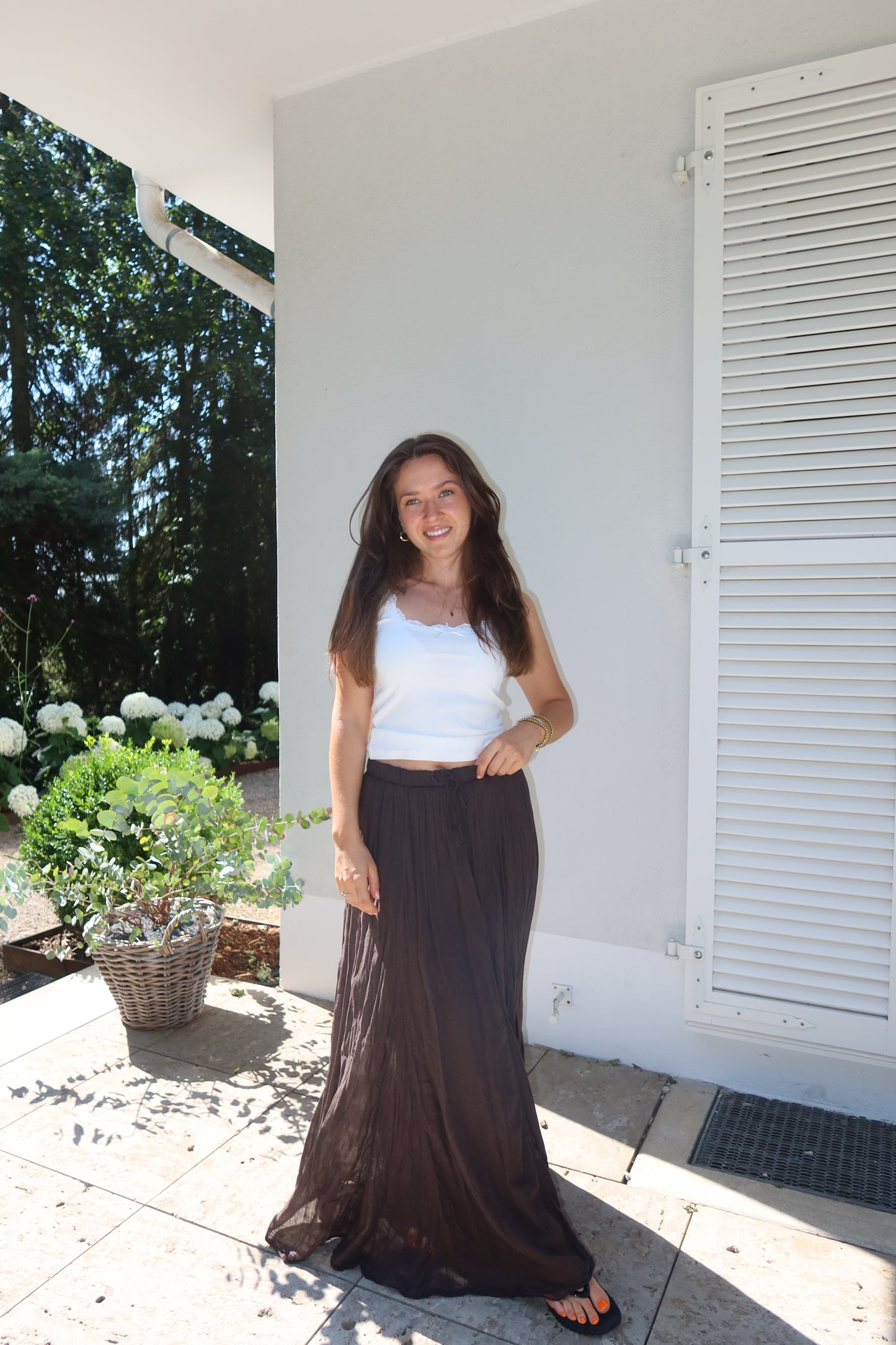 Maxi Skirt Crinkle- Brown