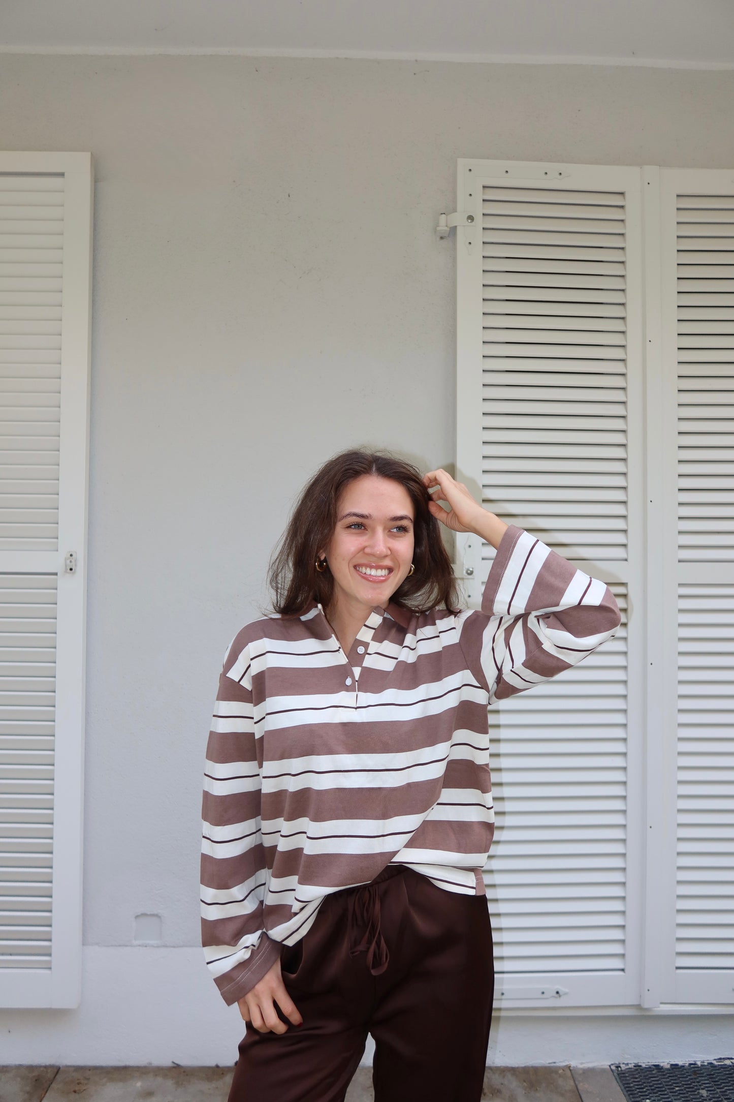 Jersey stripe shirt chocolate