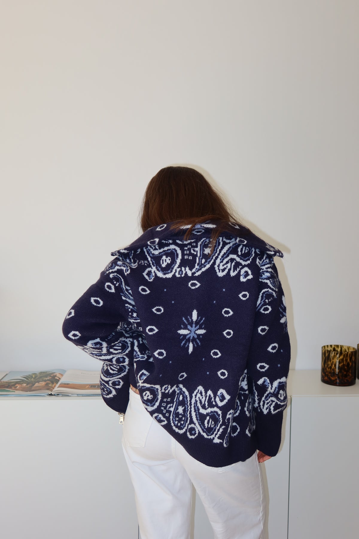 Zip-Cardigan Paisley• blue