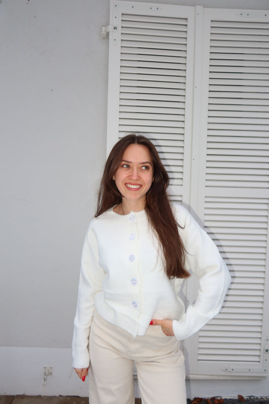 Crop Cardigan • White