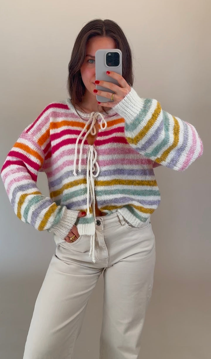 Cardigan Bow Stripe