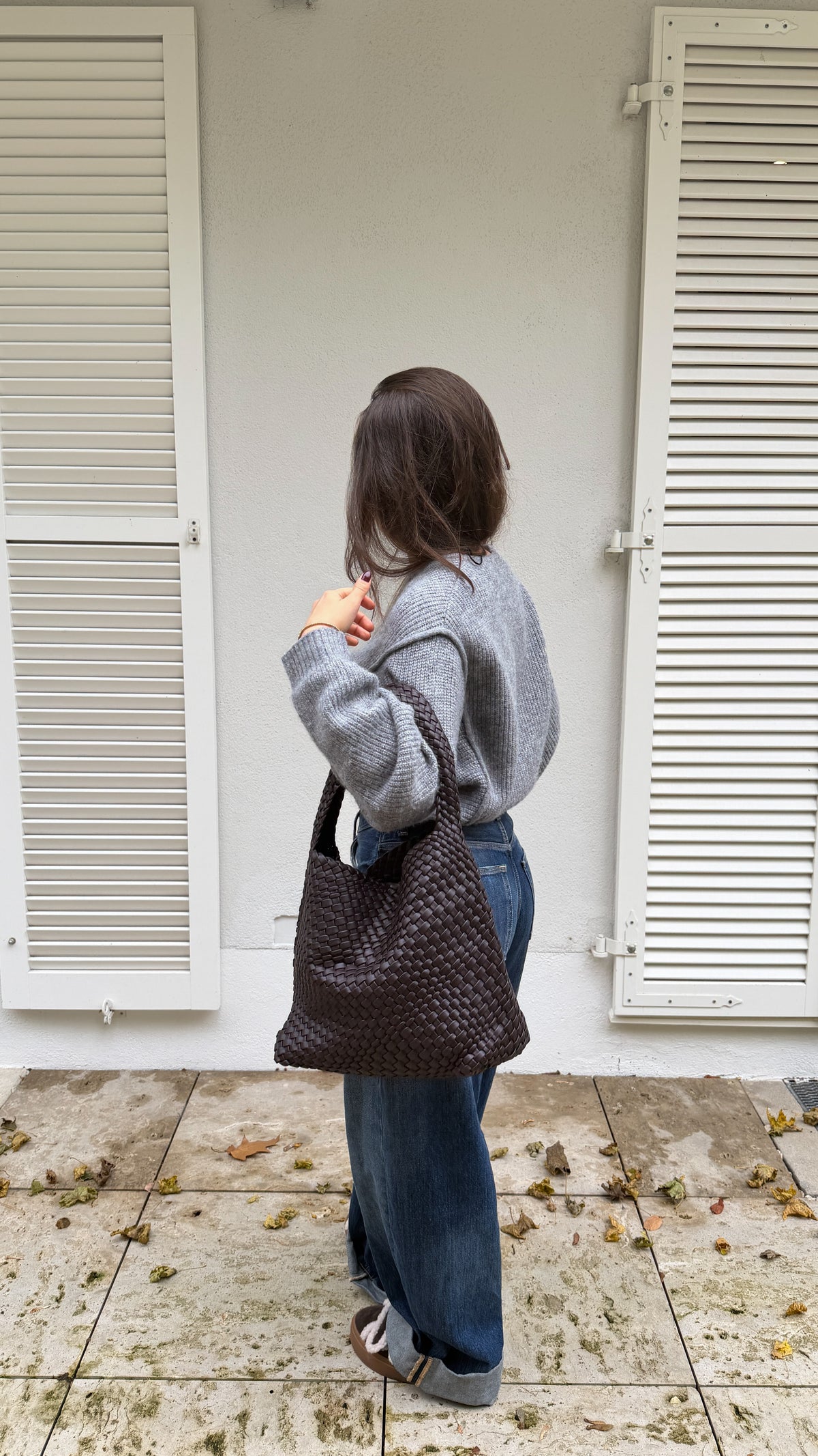 Shopper mit einem Henkel- Dunkelbraun