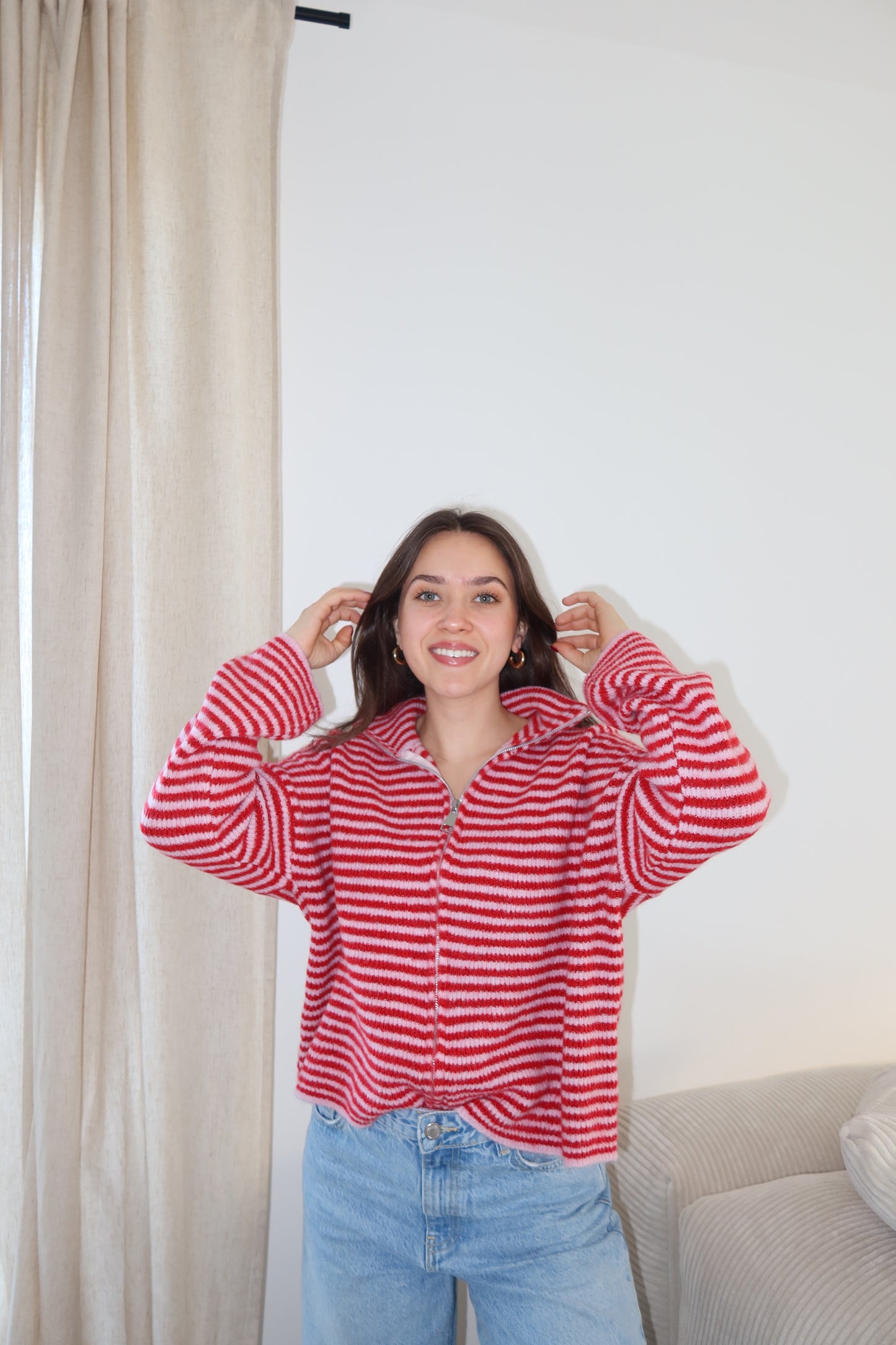 Zip-Cardigan • Rosa/Rot