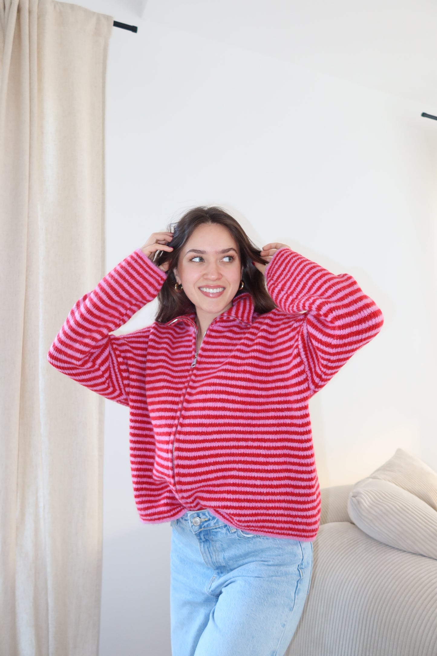 Zip-Cardigan • Rosa/Rot