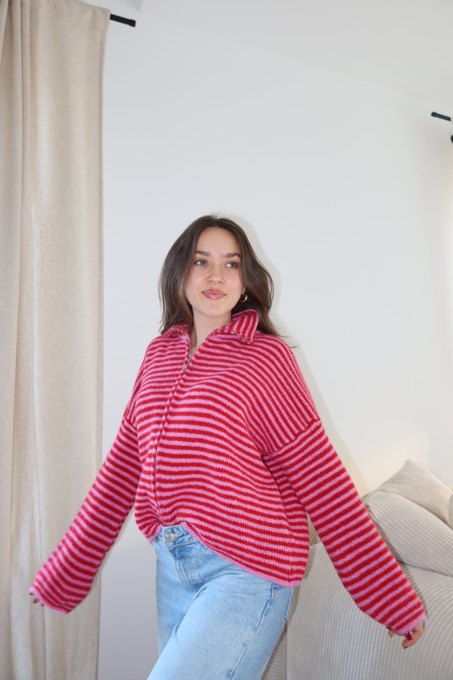 Zip-Cardigan • Rosa/Rot