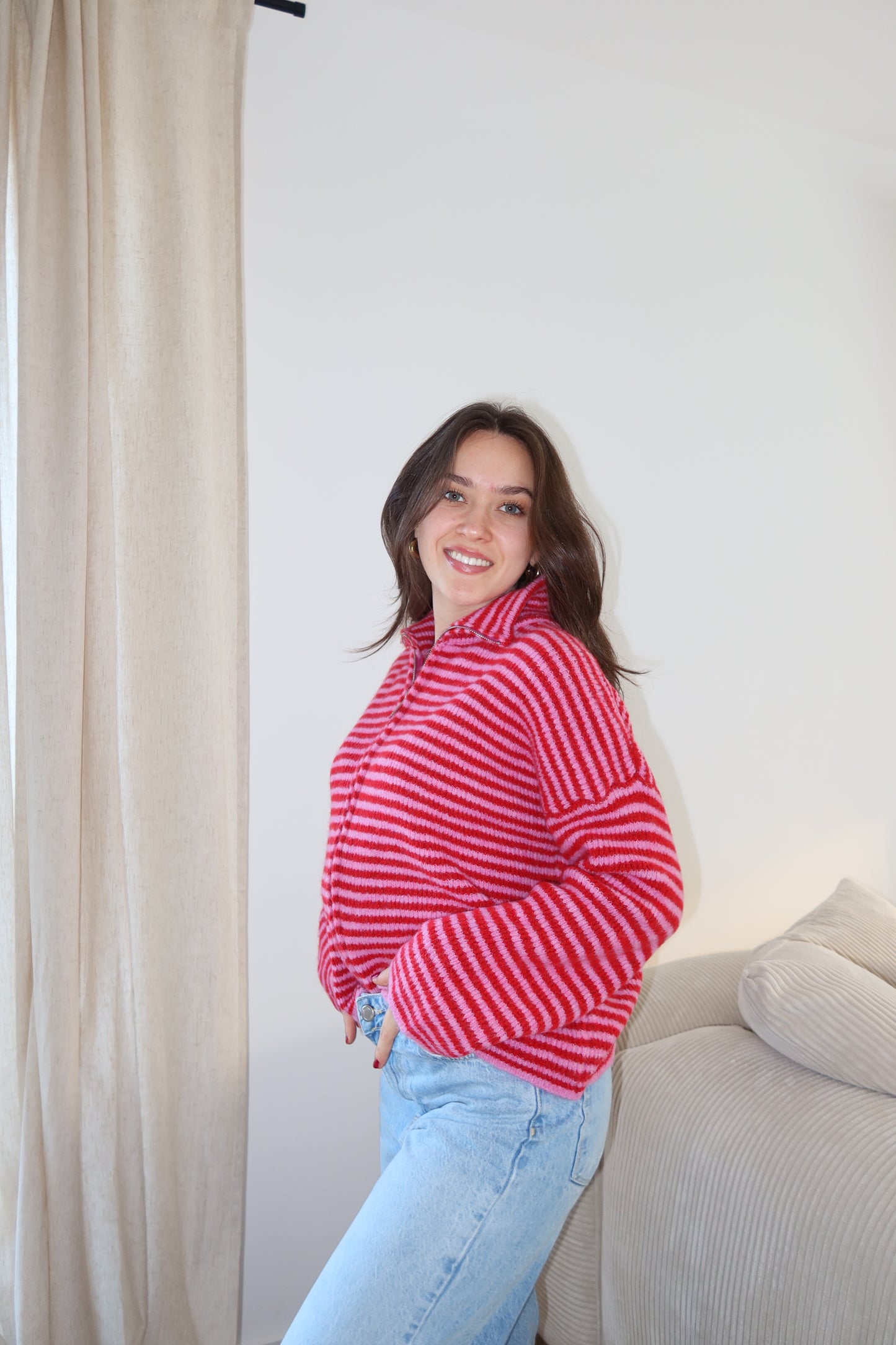 Zip-Cardigan • Rosa/Rot