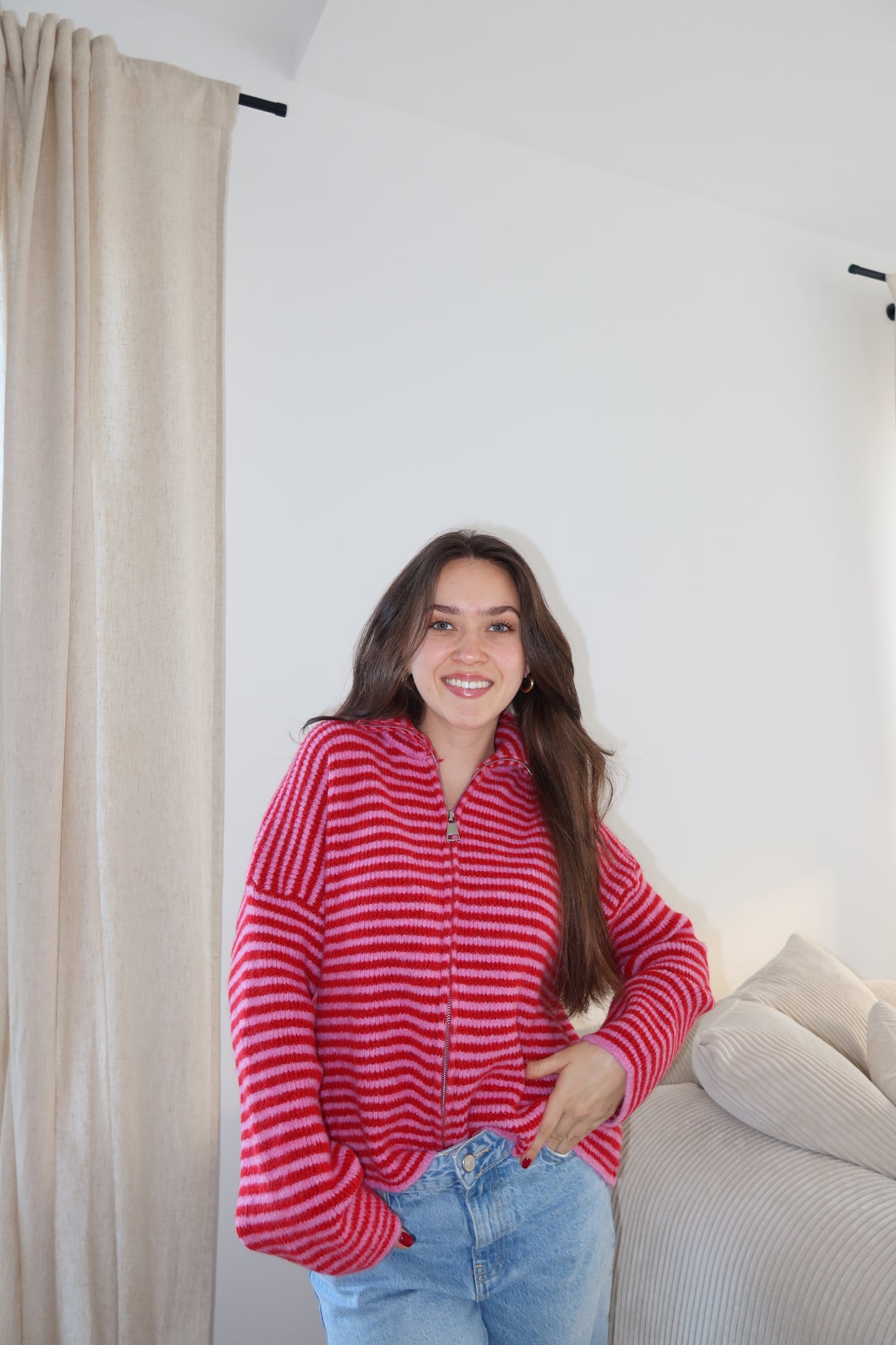 Zip-Cardigan • Rosa/Rot