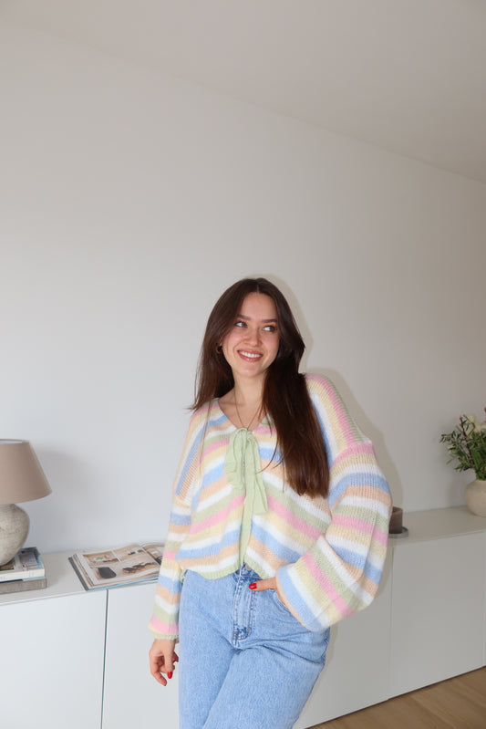 Cardigan Stripe bunt bow