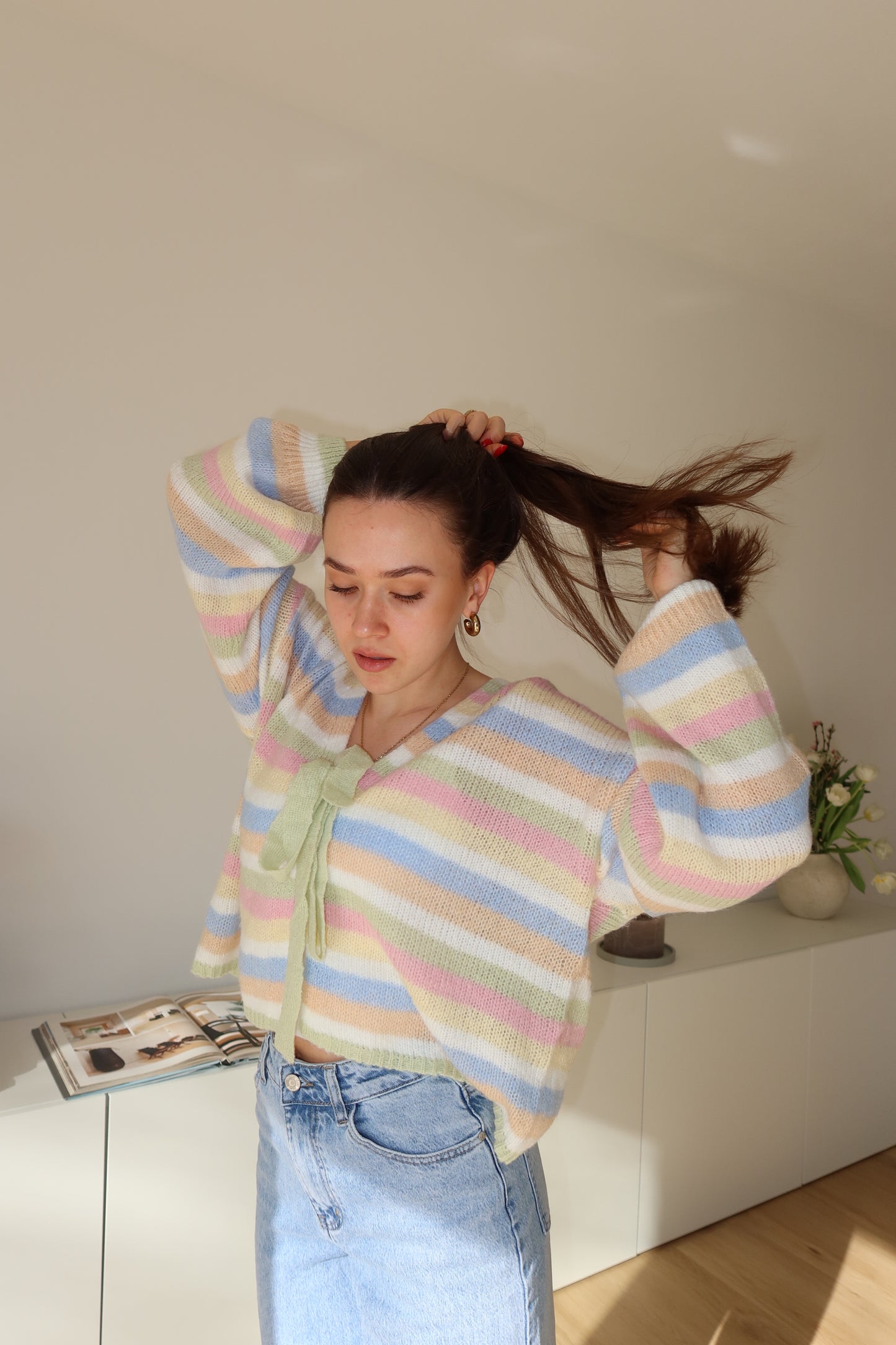 Cardigan Stripe bunt bow