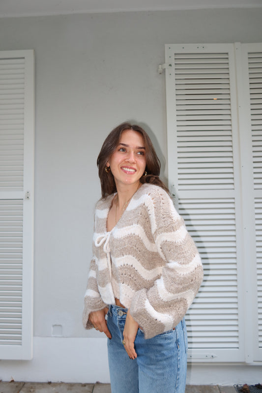 Cardigan Stripe Bow "LivaLII"