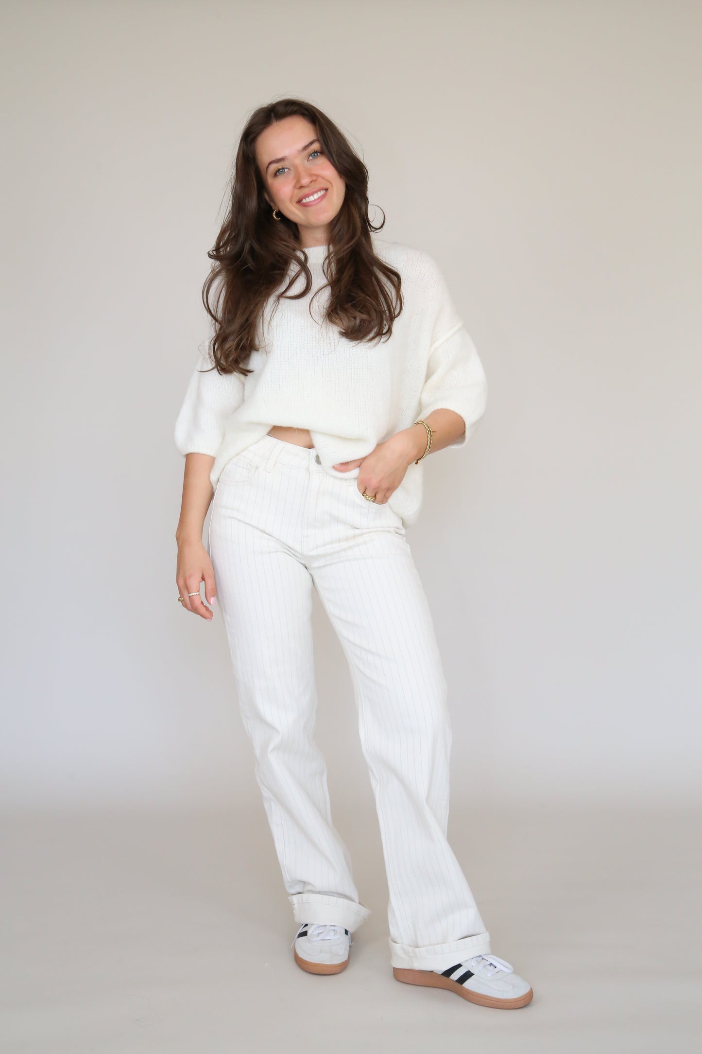 Jeans stripe beige