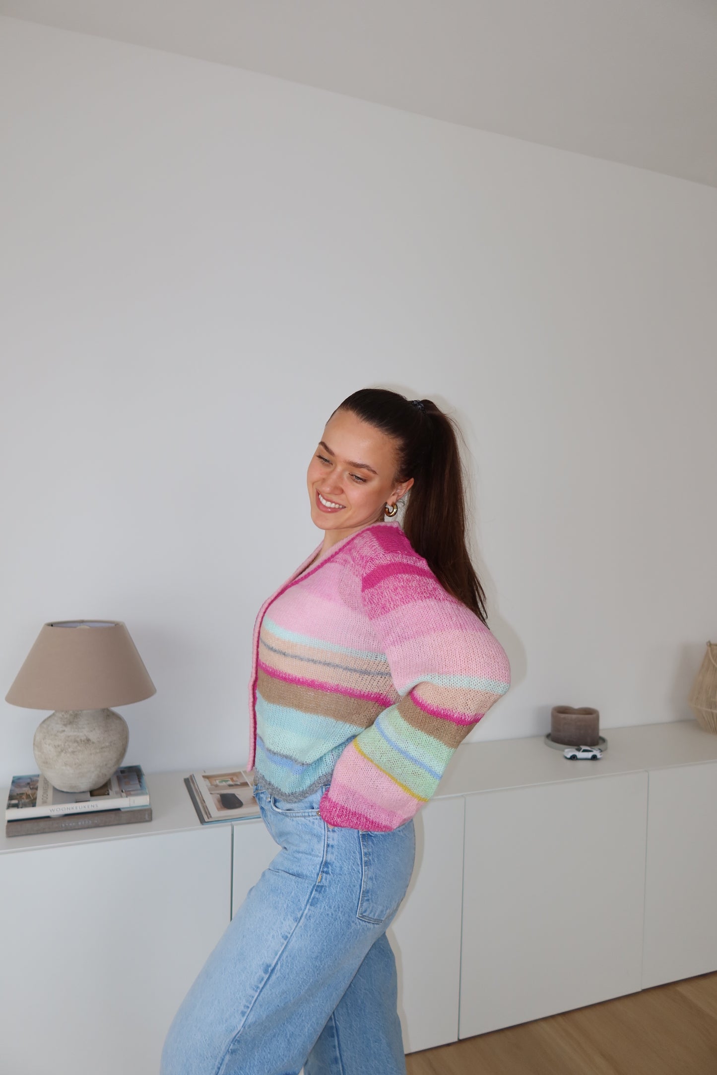 SECOND CHANCE - Summer Cardigan Stripe bunt - Pink- VOM UMTAUSCH AUSGESCHLOSSEN -
