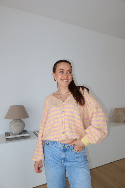 Cardigan Stripe • Gelb/Rosa