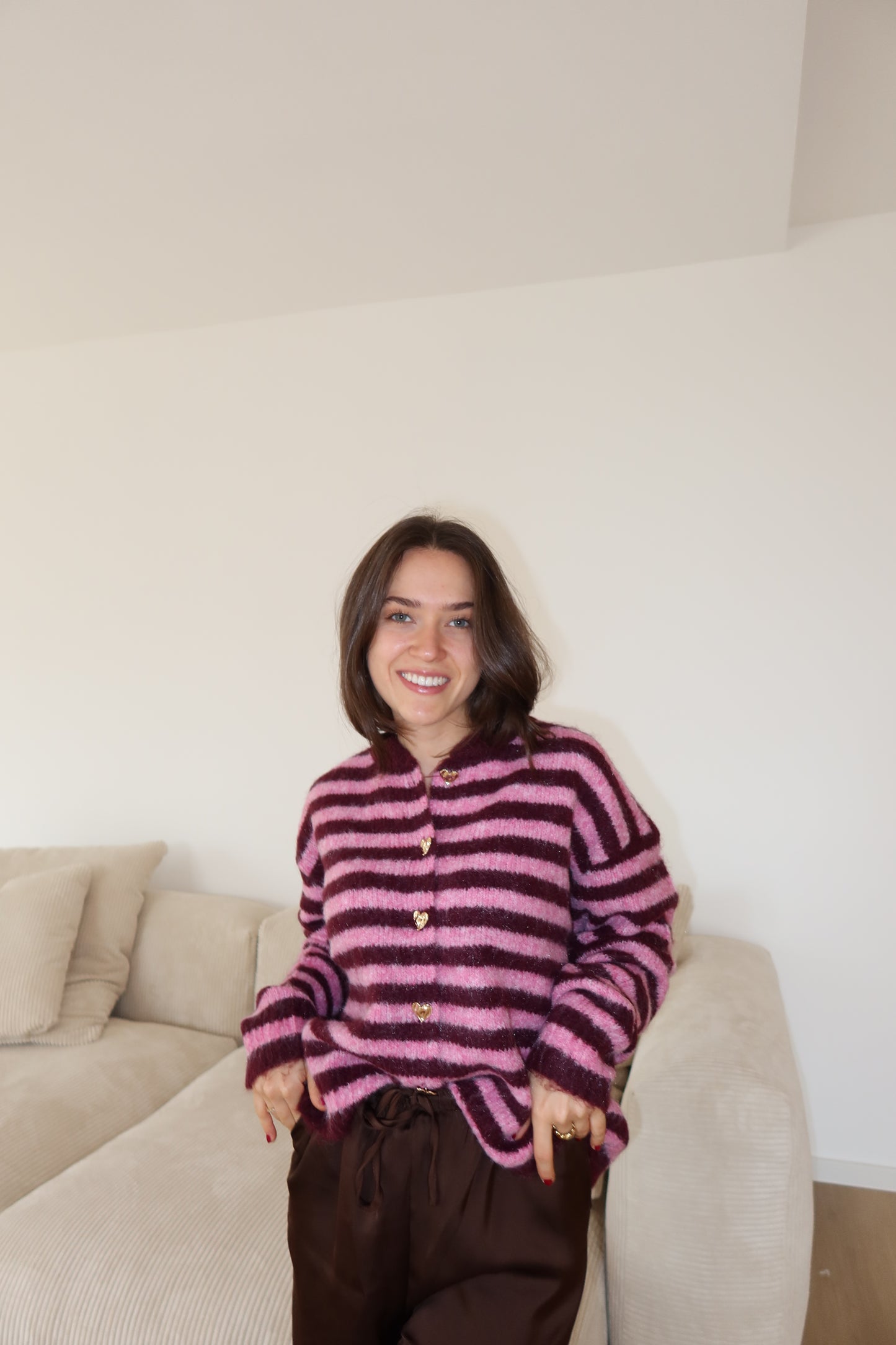 Cardigan Stripe Soft Heart