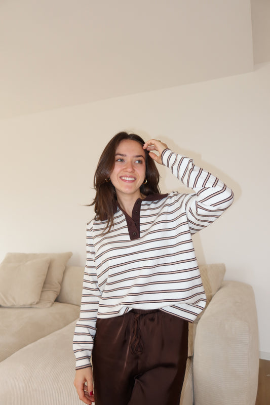 Stripe Pullover Strick Polo