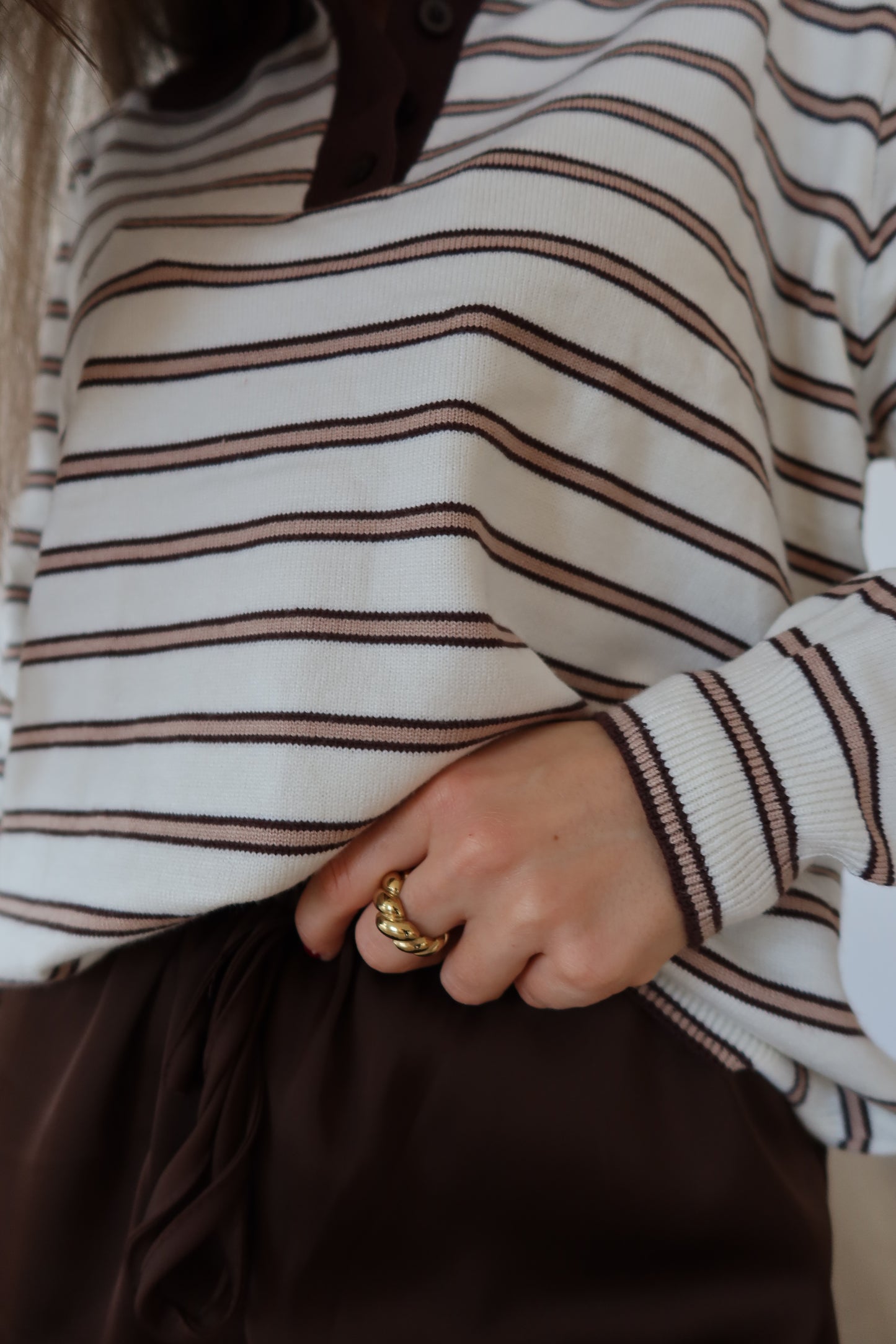 Stripe Pullover Strick Polo