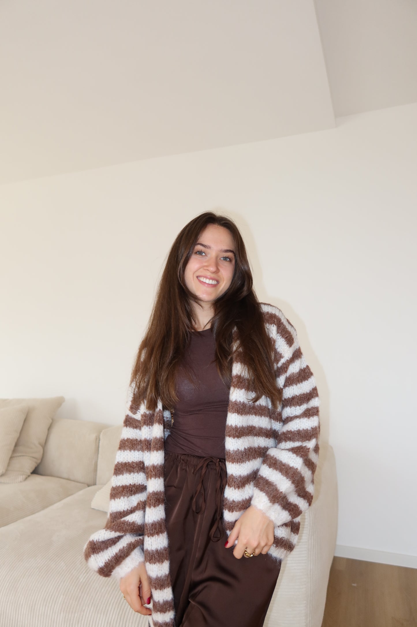Cardigan stripe soft long