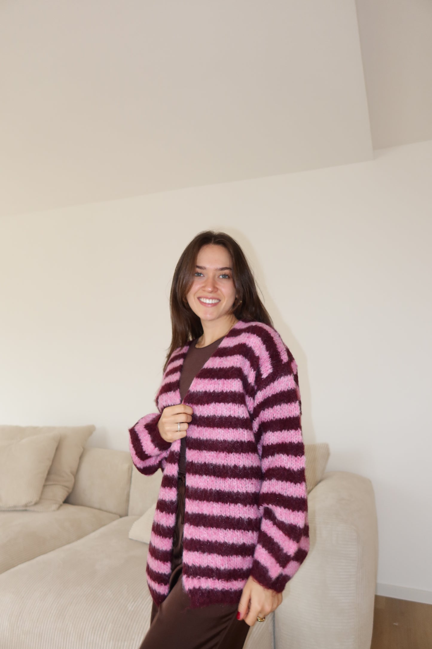 Cardigan stripe soft long