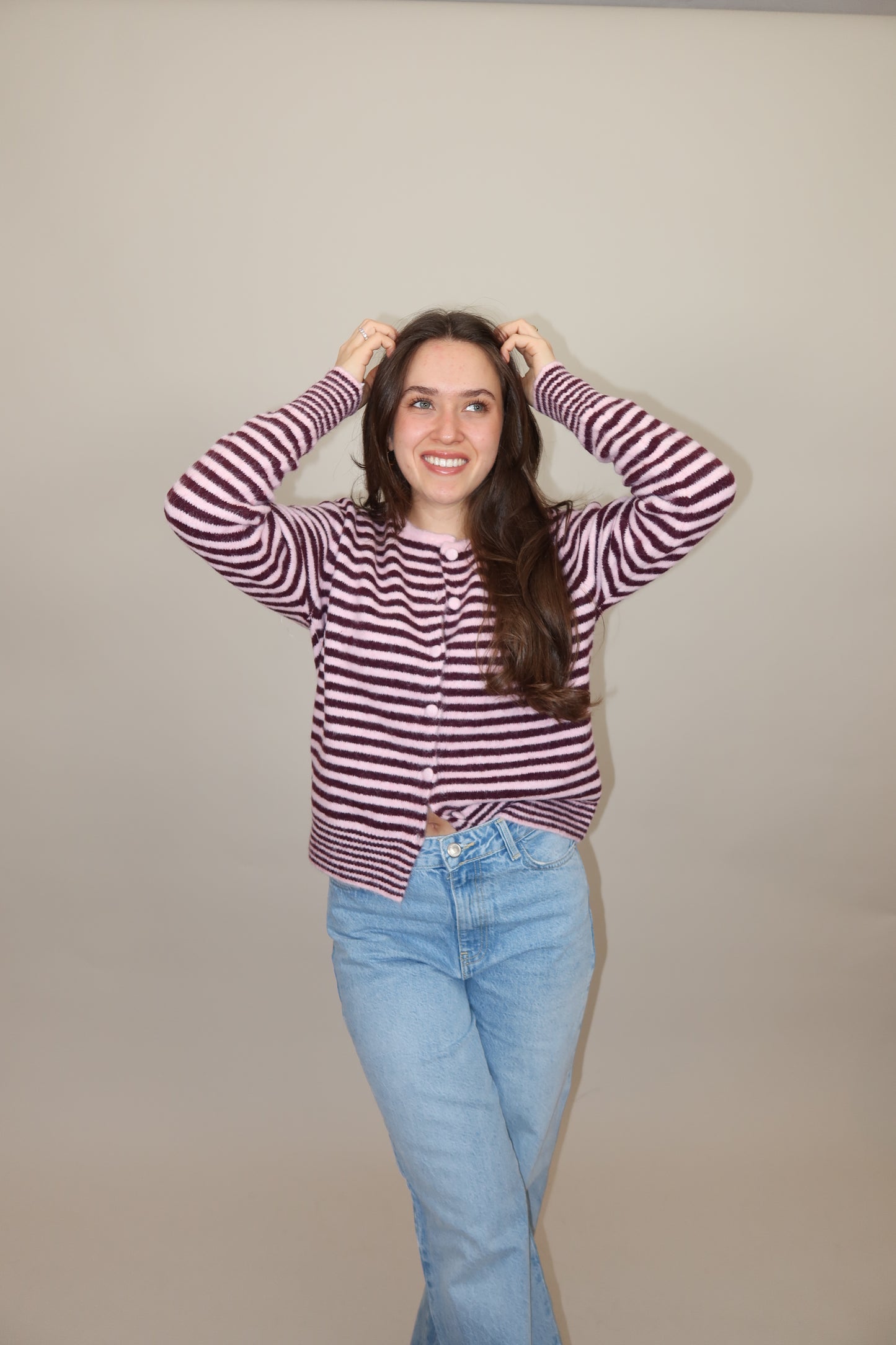 Stripe Cardigan soft und Dreiecksschal