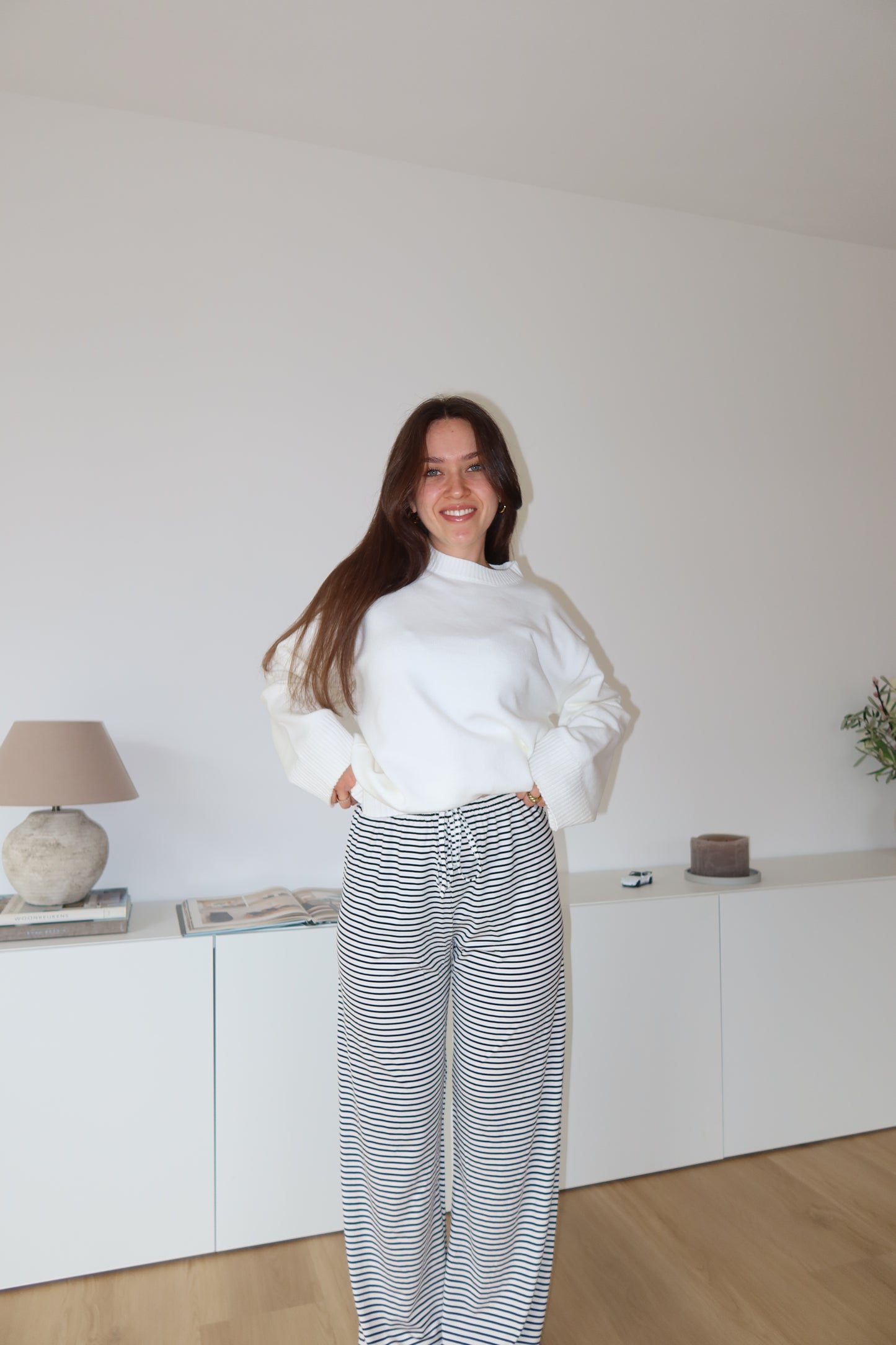 Gestreifte Hose - White