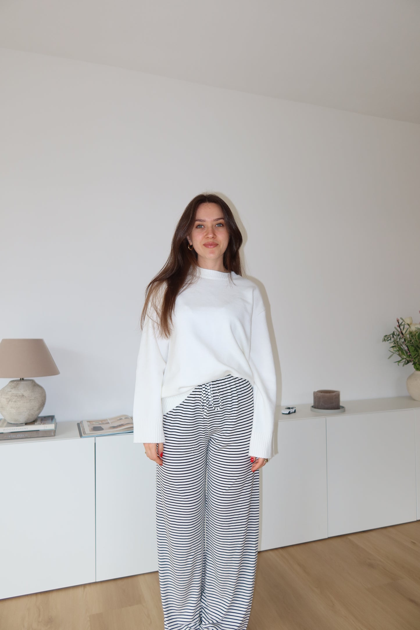 Gestreifte Hose - White