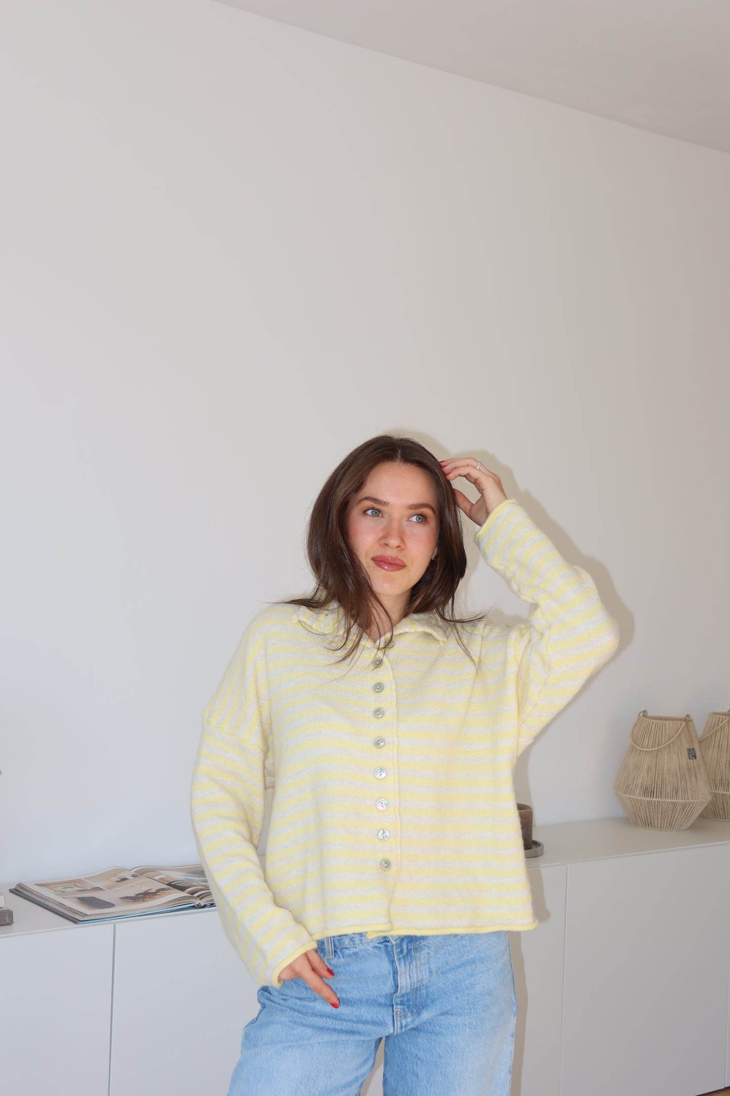 Stripe Cardigan Bottons• yellow