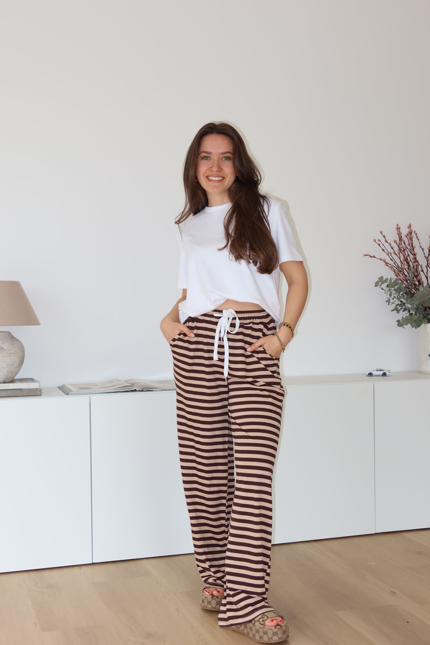 Gestreifte Hose - Brown