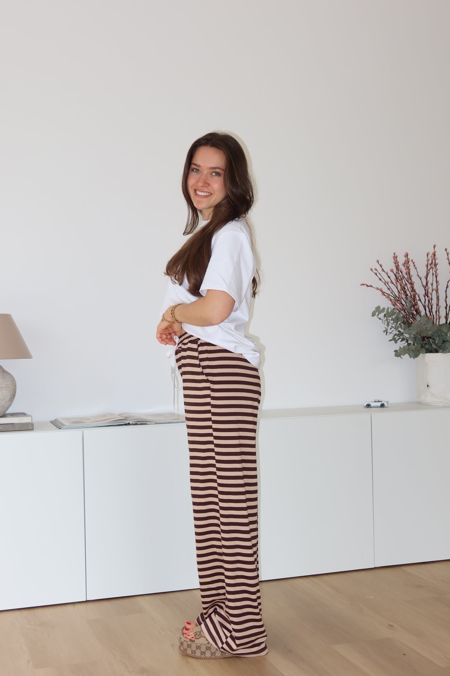 Gestreifte Hose - Brown