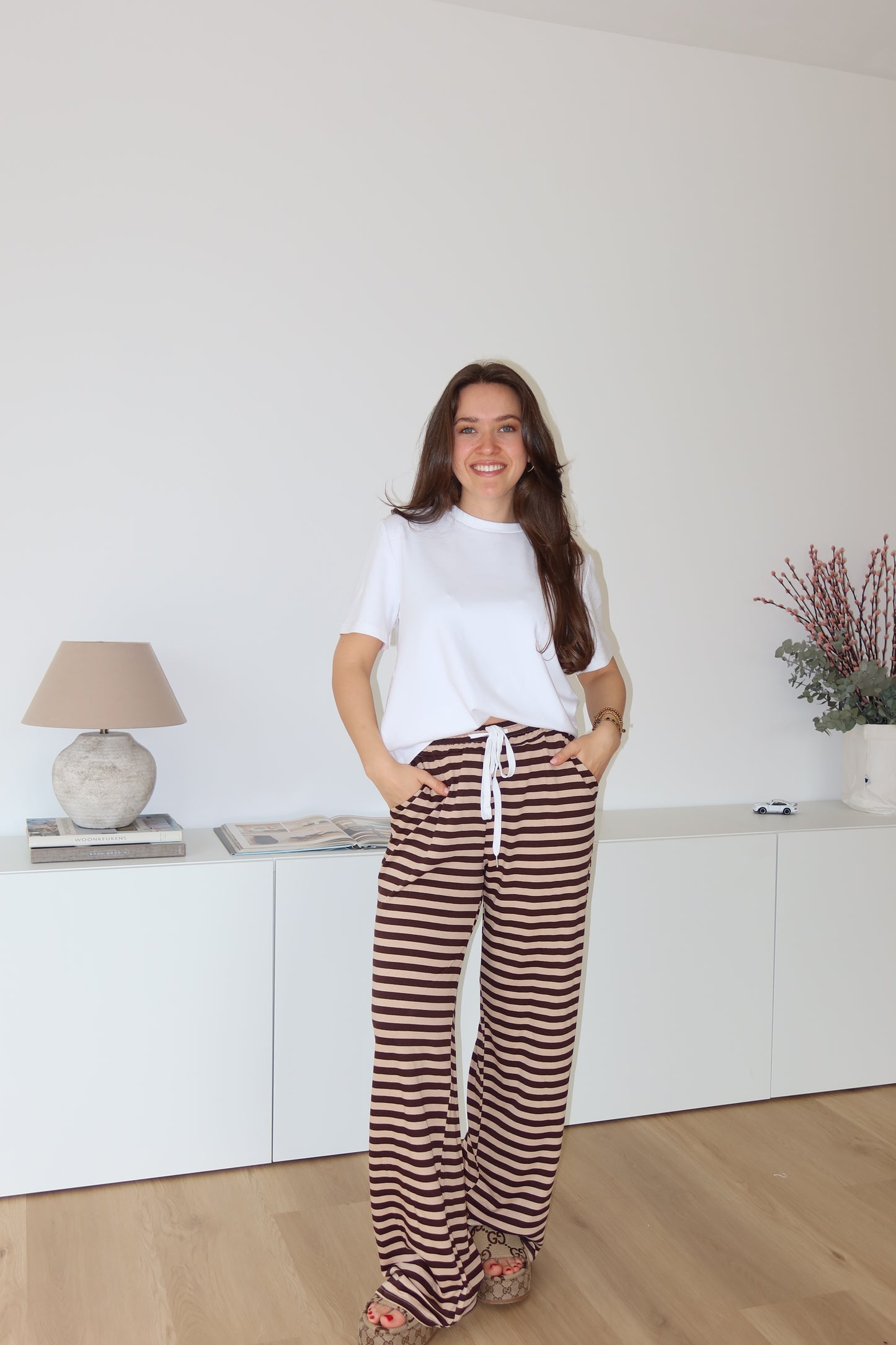 Gestreifte Hose - Brown