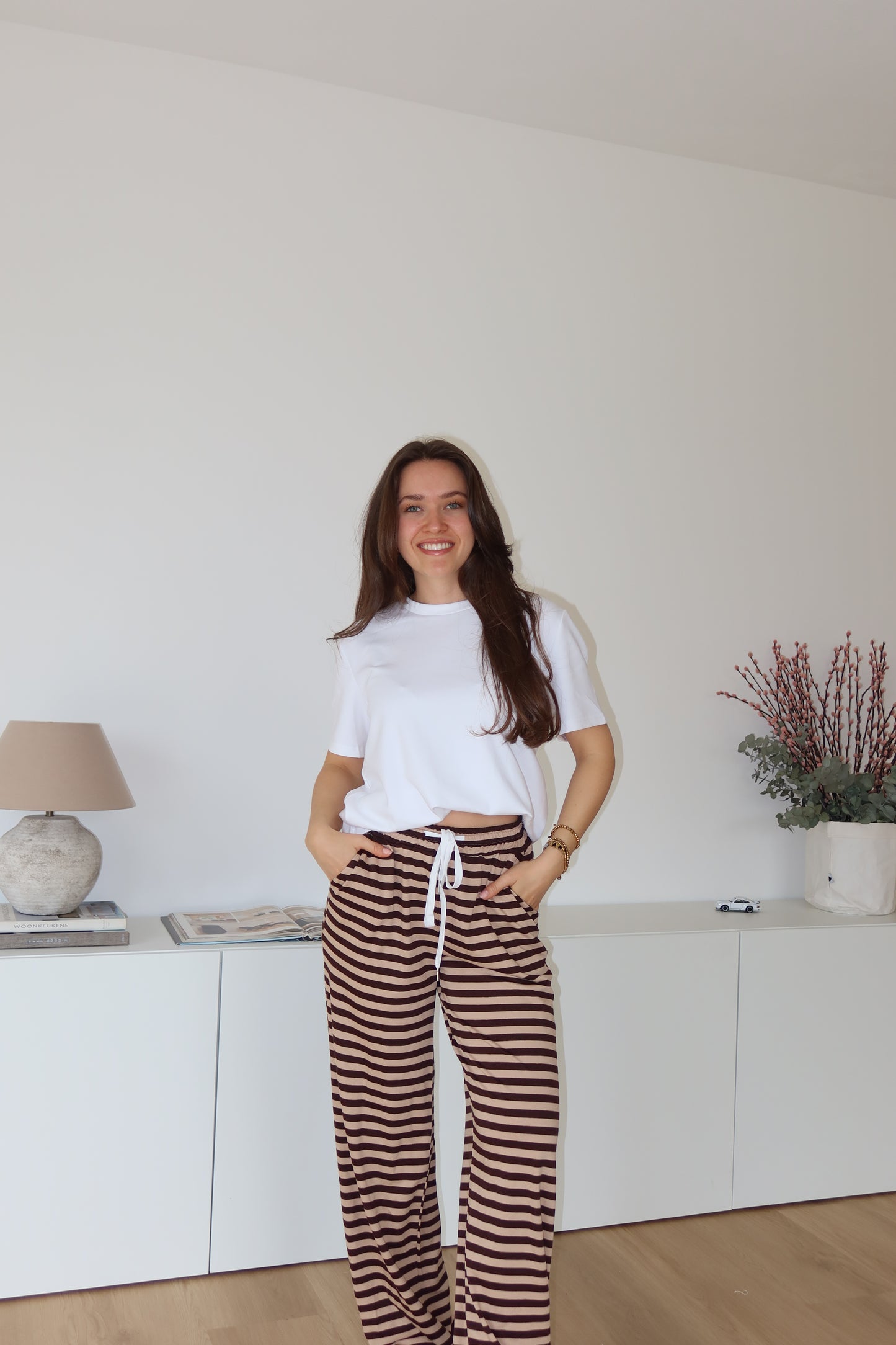 Gestreifte Hose - Brown