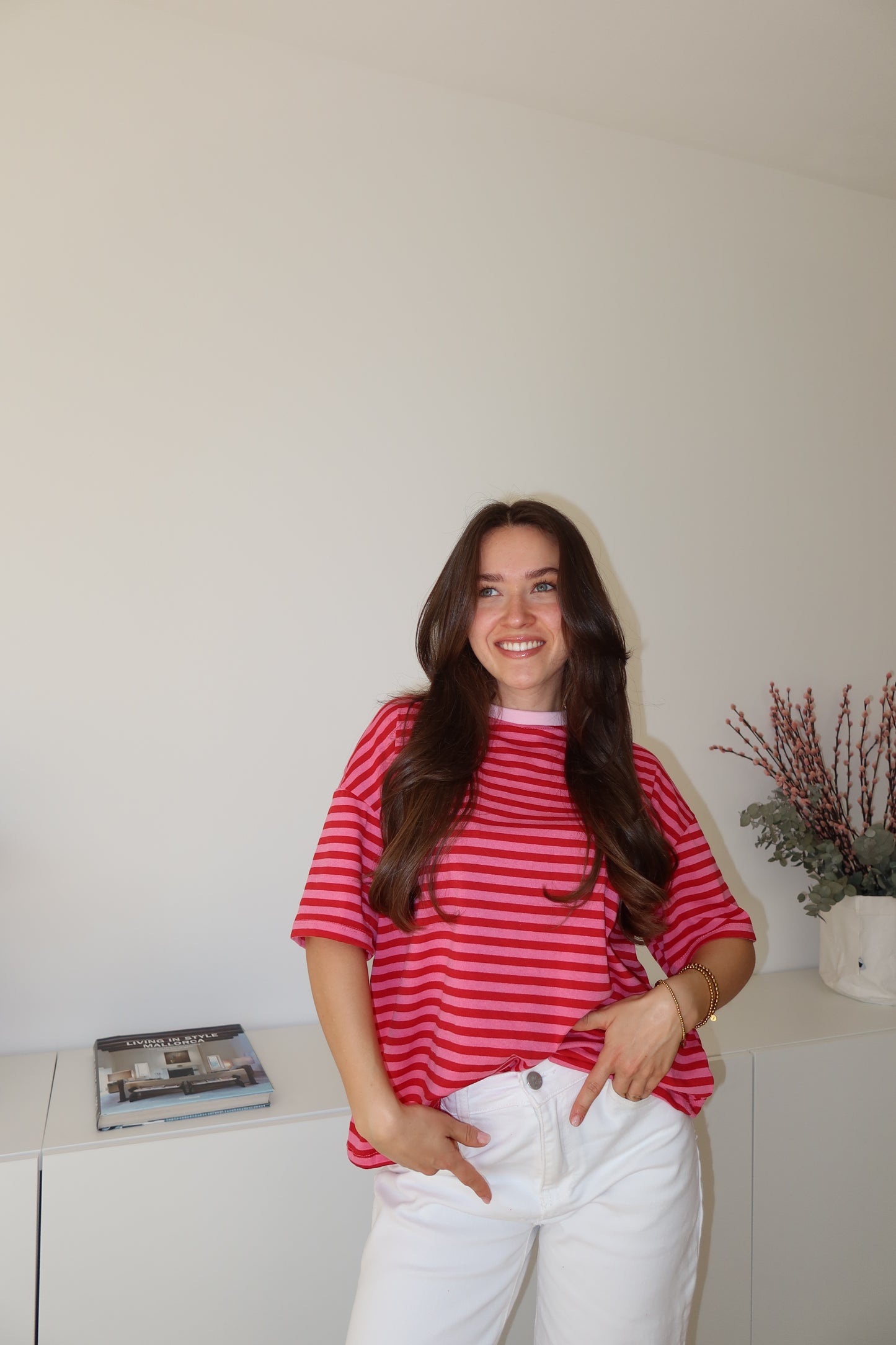 striped oversized t-shirt • Pink/Blossom