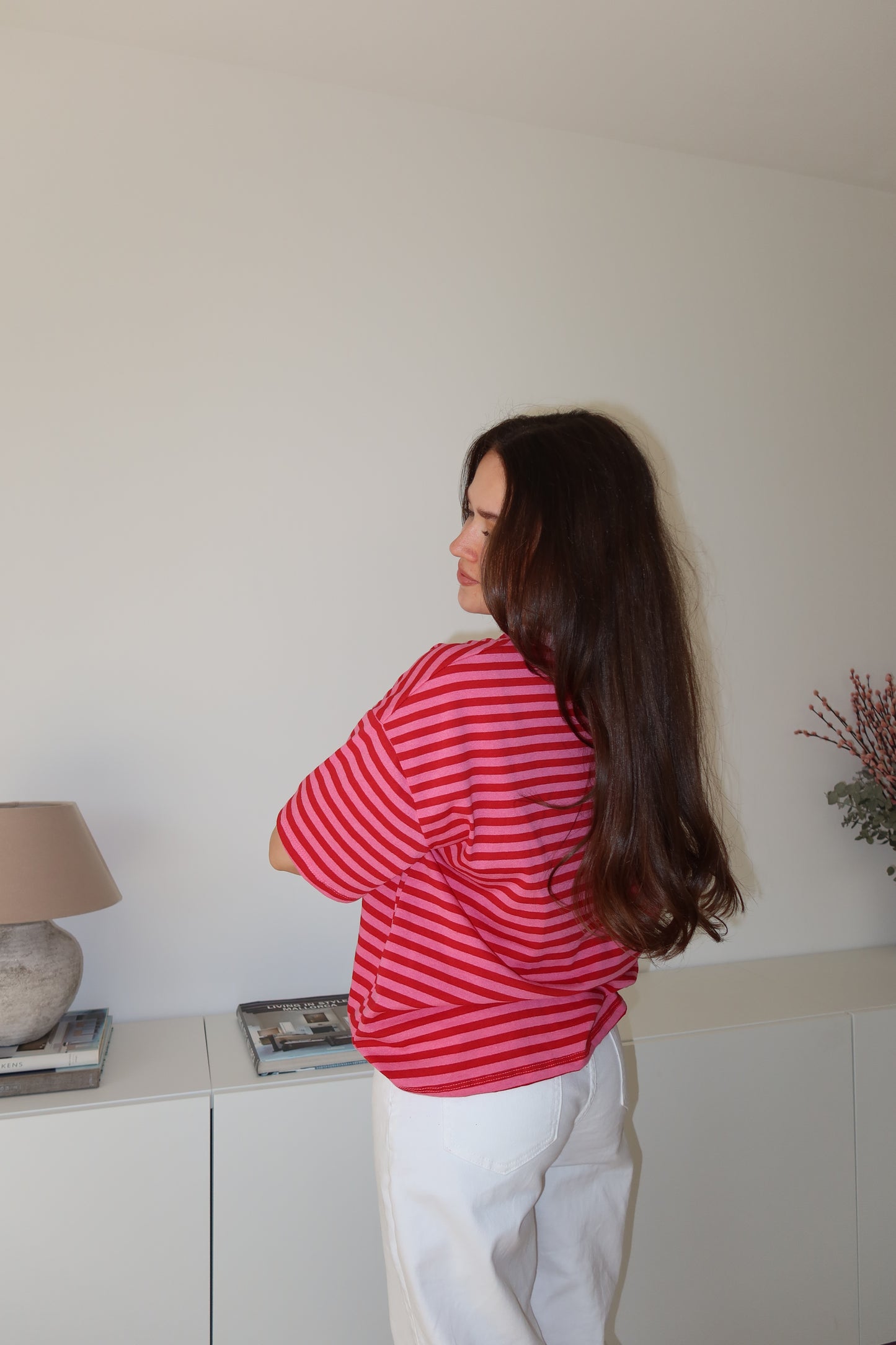 striped oversized t-shirt • Pink/Blossom