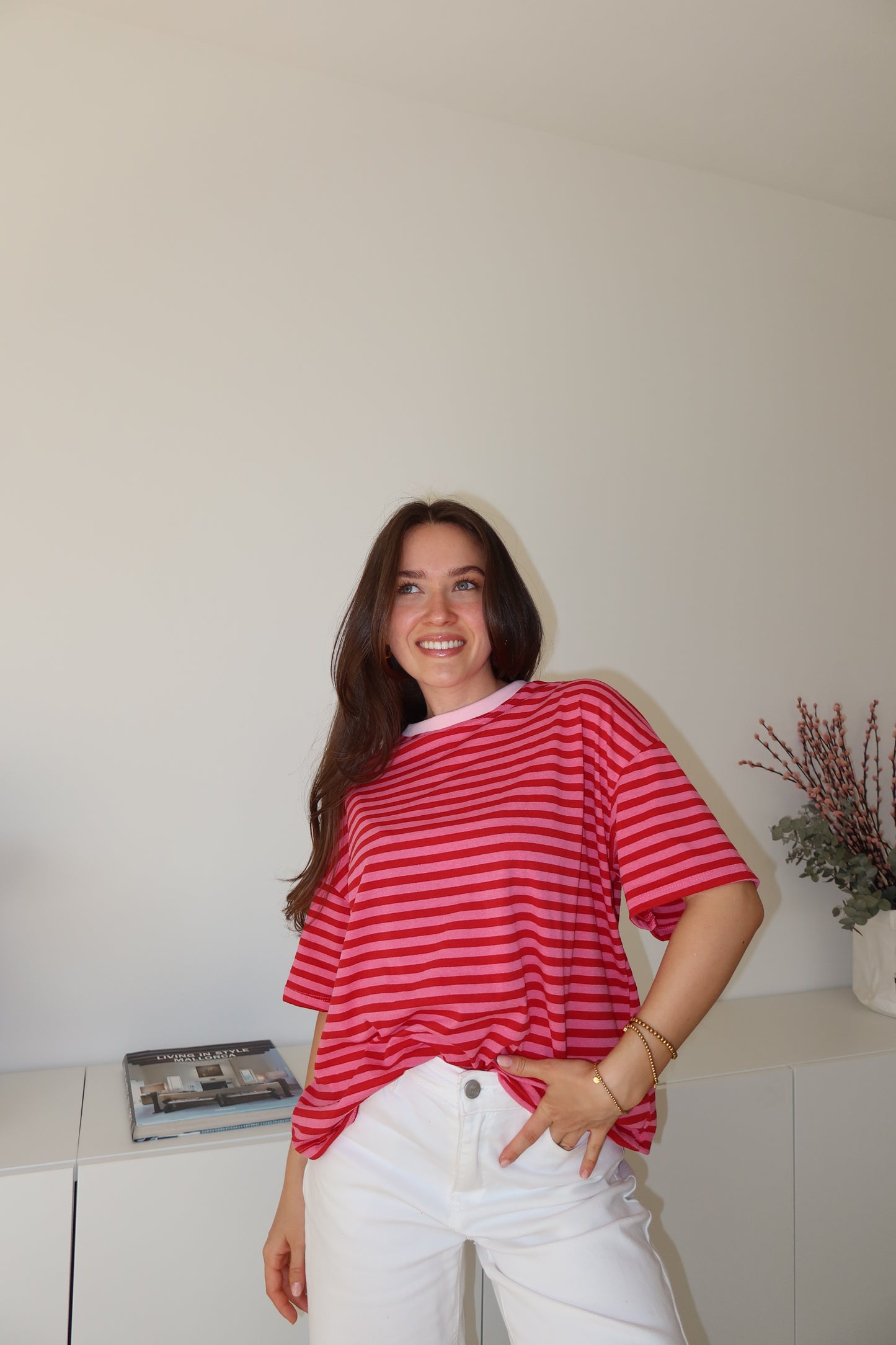 striped oversized t-shirt • Pink/Blossom